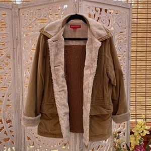Vintage 70s Faux Fur & Tan Corduroy Trucker Jacket – Gloria Vanderbilt – Medium
